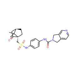 CC1(C)[C@@H]2CC[C@@]1(CS(=O)(=O)Nc1ccc(NC(=O)N3Cc4ccncc4C3)cc1)C(=O)C2 ZINC000166651921