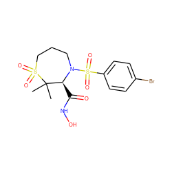 CC1(C)[C@H](C(=O)NO)N(S(=O)(=O)c2ccc(Br)cc2)CCCS1(=O)=O ZINC000013801758