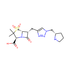 CC1(C)[C@H](C(=O)O)N2C(=O)[C@@H](Cc3cn(C[C@@H]4CCCN4)nn3)[C@H]2S1(=O)=O ZINC000025963132