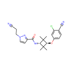 CC1(C)[C@H](NC(=O)c2ccn(CCC#N)n2)C(C)(C)[C@H]1Oc1ccc(C#N)c(Cl)c1 ZINC000254120073