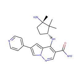 CC1(C)[C@H](Nc2c(C(N)=O)cnn3cc(-c4ccncc4)cc23)CC[C@]1(C)N ZINC000215339595