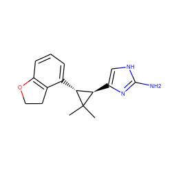 CC1(C)[C@H](c2c[nH]c(N)n2)[C@H]1c1cccc2c1CCO2 ZINC000013588440