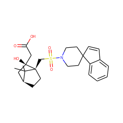 CC1(C)[C@H]2CC[C@@]1(CS(=O)(=O)N1CCC3(C=Cc4ccccc43)CC1)[C@@](O)(CC(=O)O)C2 ZINC000100043898