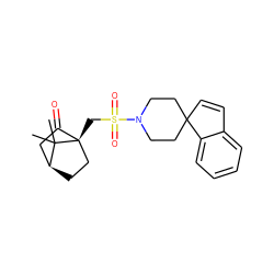 CC1(C)[C@H]2CC[C@@]1(CS(=O)(=O)N1CCC3(C=Cc4ccccc43)CC1)C(=O)C2 ZINC000100043823