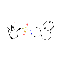 CC1(C)[C@H]2CC[C@@]1(CS(=O)(=O)N1CCC3(CCCc4ccccc43)CC1)C(=O)C2 ZINC000100043704