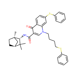 CC1(C)[C@H]2CC[C@](C)(C2)[C@@H]1NC(=O)c1cn(CCCCSc2ccccc2)c2cc(Sc3ccccc3)ccc2c1=O ZINC000095579392