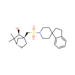 CC1(C)[C@H]2CC[C@](CS(=O)(=O)N3CCC4(CCc5ccccc54)CC3)(C2)[C@@H]1O ZINC000027306956