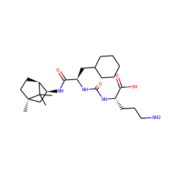 CC1(C)[C@H]2CC[C@]1(C)C[C@@H]2NC(=O)[C@@H](CC1CCCCC1)NC(=O)N[C@@H](CCCN)C(=O)O ZINC000473112169