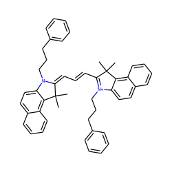 CC1(C)C(/C=C/C=C2/N(CCCc3ccccc3)c3ccc4ccccc4c3C2(C)C)=[N+](CCCc2ccccc2)c2ccc3ccccc3c21 ZINC000084668724