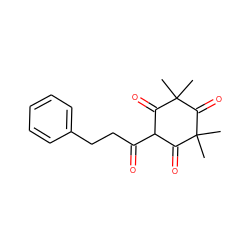 CC1(C)C(=O)C(C(=O)CCc2ccccc2)C(=O)C(C)(C)C1=O ZINC000015263351