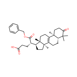 CC1(C)C(=O)CC[C@]2(C)C3=C(CC[C@@H]12)[C@@]1(C)CC[C@@H]([C@H](CCC(=O)O)C(=O)OCc2ccccc2)[C@]1(C)CC3 ZINC000299840379