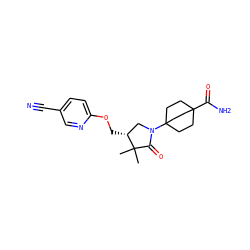 CC1(C)C(=O)N(C23CCC(C(N)=O)(CC2)CC3)C[C@H]1COc1ccc(C#N)cn1 ZINC000036286243