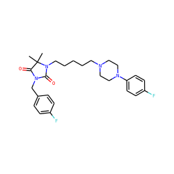 CC1(C)C(=O)N(Cc2ccc(F)cc2)C(=O)N1CCCCCN1CCN(c2ccc(F)cc2)CC1 ZINC000169311325