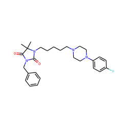 CC1(C)C(=O)N(Cc2ccccc2)C(=O)N1CCCCCN1CCN(c2ccc(F)cc2)CC1 ZINC000169311321