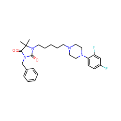 CC1(C)C(=O)N(Cc2ccccc2)C(=O)N1CCCCCN1CCN(c2ccc(F)cc2F)CC1 ZINC000169311323