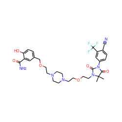 CC1(C)C(=O)N(c2ccc(C#N)c(C(F)(F)F)c2)C(=O)N1CCOCCN1CCN(CCOCc2ccc(O)c(C(N)=O)c2)CC1 ZINC000027563580