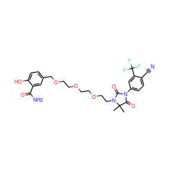 CC1(C)C(=O)N(c2ccc(C#N)c(C(F)(F)F)c2)C(=O)N1CCOCCOCCOCc1ccc(O)c(C(N)=O)c1 ZINC000027563891