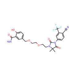 CC1(C)C(=O)N(c2ccc(C#N)c(C(F)(F)F)c2)C(=O)N1CCOCCOCc1ccc(O)c(C(N)=O)c1 ZINC000027563068