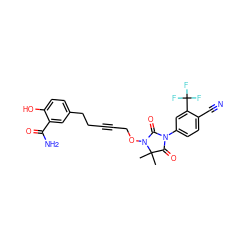 CC1(C)C(=O)N(c2ccc(C#N)c(C(F)(F)F)c2)C(=O)N1OCC#CCCc1ccc(O)c(C(N)=O)c1 ZINC000095607658