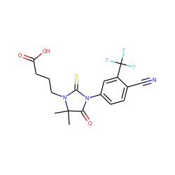 CC1(C)C(=O)N(c2ccc(C#N)c(C(F)(F)F)c2)C(=S)N1CCCC(=O)O ZINC000043202000