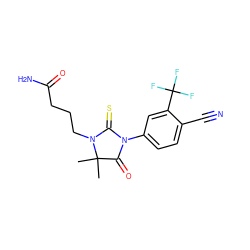 CC1(C)C(=O)N(c2ccc(C#N)c(C(F)(F)F)c2)C(=S)N1CCCC(N)=O ZINC000049088237