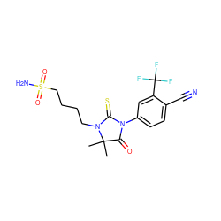 CC1(C)C(=O)N(c2ccc(C#N)c(C(F)(F)F)c2)C(=S)N1CCCCS(N)(=O)=O ZINC000049784644