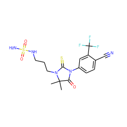 CC1(C)C(=O)N(c2ccc(C#N)c(C(F)(F)F)c2)C(=S)N1CCCNS(N)(=O)=O ZINC000049072217