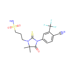 CC1(C)C(=O)N(c2ccc(C#N)c(C(F)(F)F)c2)C(=S)N1CCCS(N)(=O)=O ZINC000049781439