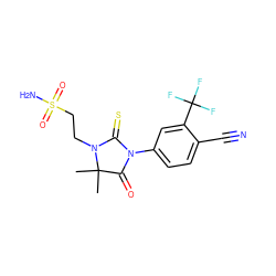 CC1(C)C(=O)N(c2ccc(C#N)c(C(F)(F)F)c2)C(=S)N1CCS(N)(=O)=O ZINC000049783897