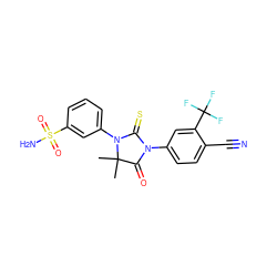 CC1(C)C(=O)N(c2ccc(C#N)c(C(F)(F)F)c2)C(=S)N1c1cccc(S(N)(=O)=O)c1 ZINC000064550106