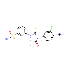 CC1(C)C(=O)N(c2ccc(C#N)c(Cl)c2)C(=S)N1c1cccc(S(N)(=O)=O)c1 ZINC000035970402