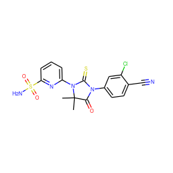 CC1(C)C(=O)N(c2ccc(C#N)c(Cl)c2)C(=S)N1c1cccc(S(N)(=O)=O)n1 ZINC000064559205