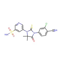 CC1(C)C(=O)N(c2ccc(C#N)c(Cl)c2)C(=S)N1c1cncc(S(N)(=O)=O)c1 ZINC000064550017