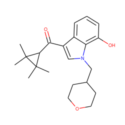 CC1(C)C(C(=O)c2cn(CC3CCOCC3)c3c(O)cccc23)C1(C)C ZINC000014975777