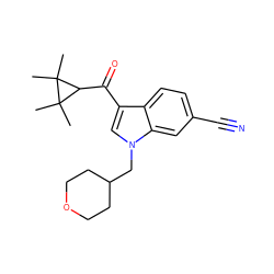 CC1(C)C(C(=O)c2cn(CC3CCOCC3)c3cc(C#N)ccc23)C1(C)C ZINC000014975873