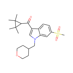 CC1(C)C(C(=O)c2cn(CC3CCOCC3)c3cc(S(C)(=O)=O)ccc23)C1(C)C ZINC000014975765