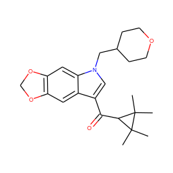 CC1(C)C(C(=O)c2cn(CC3CCOCC3)c3cc4c(cc23)OCO4)C1(C)C ZINC000014975812