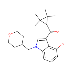 CC1(C)C(C(=O)c2cn(CC3CCOCC3)c3cccc(O)c23)C1(C)C ZINC000014975768