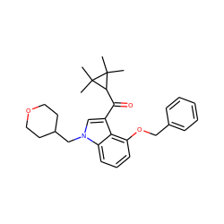 CC1(C)C(C(=O)c2cn(CC3CCOCC3)c3cccc(OCc4ccccc4)c23)C1(C)C ZINC000014975792