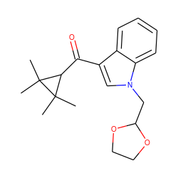 CC1(C)C(C(=O)c2cn(CC3OCCO3)c3ccccc23)C1(C)C ZINC000045256282