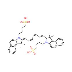 CC1(C)C(C=C/C=C\C=C/C=C2/N(CCCCS(=O)(=O)O)c3ccc4ccccc4c3C2(C)C)=[N+](CCCCS(=O)(=O)O)c2ccc3ccccc3c21 ZINC000008101127