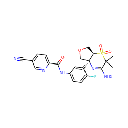 CC1(C)C(N)=N[C@@]2(c3cc(NC(=O)c4ccc(C#N)cn4)ccc3F)COC[C@H]2S1(=O)=O ZINC000210239789