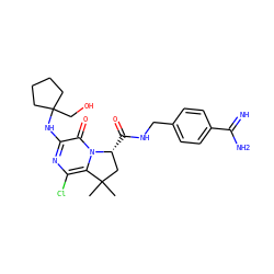 CC1(C)C[C@@H](C(=O)NCc2ccc(C(=N)N)cc2)n2c1c(Cl)nc(NC1(CO)CCCC1)c2=O ZINC000038851904