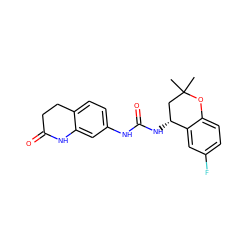 CC1(C)C[C@@H](NC(=O)Nc2ccc3c(c2)NC(=O)CC3)c2cc(F)ccc2O1 ZINC000143470598