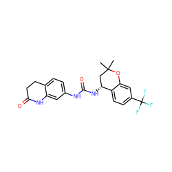 CC1(C)C[C@@H](NC(=O)Nc2ccc3c(c2)NC(=O)CC3)c2ccc(C(F)(F)F)cc2O1 ZINC000143454883