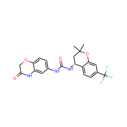 CC1(C)C[C@@H](NC(=O)Nc2ccc3c(c2)NC(=O)CO3)c2ccc(C(F)(F)F)cc2O1 ZINC000143373385