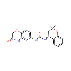 CC1(C)C[C@@H](NC(=O)Nc2ccc3c(c2)NC(=O)CO3)c2ccccc2O1 ZINC000144336822