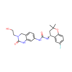 CC1(C)C[C@@H](NC(=O)Nc2ccc3c(c2)NC(=O)N(CCO)C3)c2cc(F)ccc2O1 ZINC000144419888