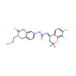 CC1(C)C[C@@H](NC(=O)Nc2ccc3c(c2)NC(=O)N(CCO)C3)c2ccc(Cl)c(F)c2O1 ZINC000143583124