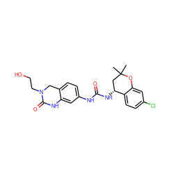 CC1(C)C[C@@H](NC(=O)Nc2ccc3c(c2)NC(=O)N(CCO)C3)c2ccc(Cl)cc2O1 ZINC000143606423